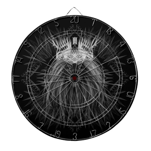 Lion with Crown Monogram Black Dart Board (Front)