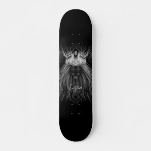 Lion with Crown Monogram Black Skateboard