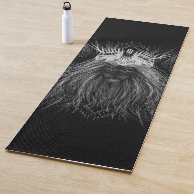 Lion with Crown Monogram Black Yoga Mat (In Situ)