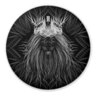 Lion with Crown Monogram Ceramic Knob