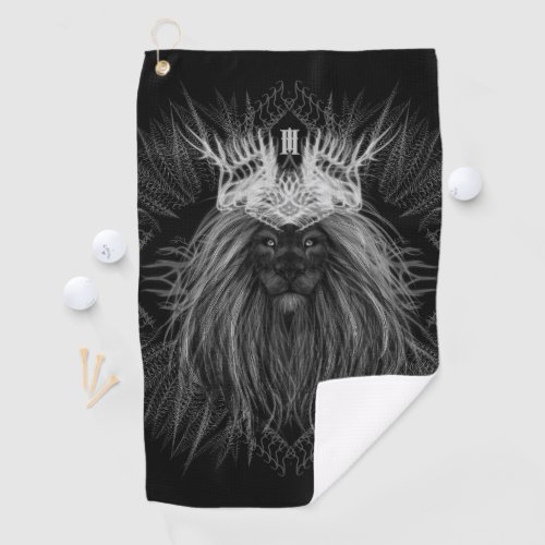 Lion with Crown Monogram Golf Towel