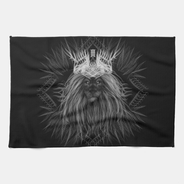 Lion with Crown Monogram Kitchen Towel (Horizontal)