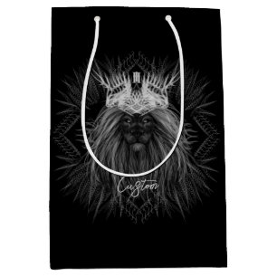 Lion with Crown Monogram Medium Gift Bag