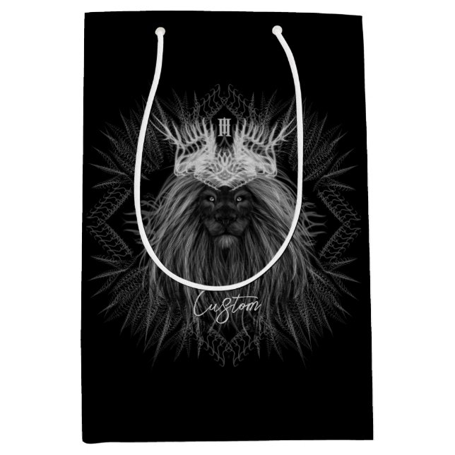 Lion with Crown Monogram Medium Gift Bag (Front)