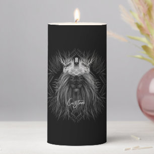 Lion with Crown Monogram Pillar Candle