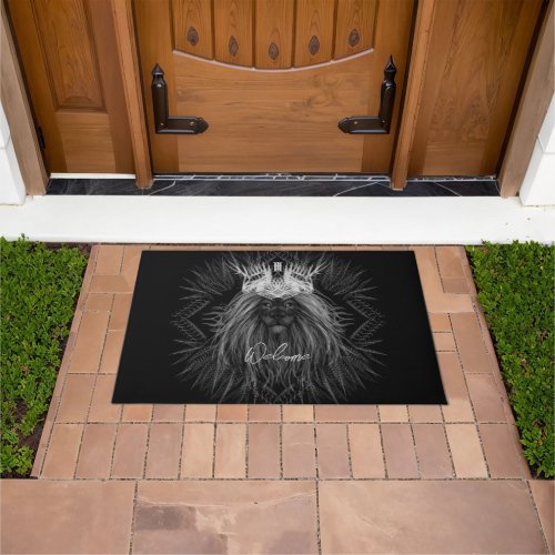 Lion with Crown Monogram Welcome Doormat