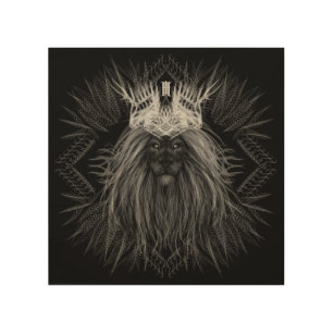 Lion with Crown Monogram Wood Wall Art