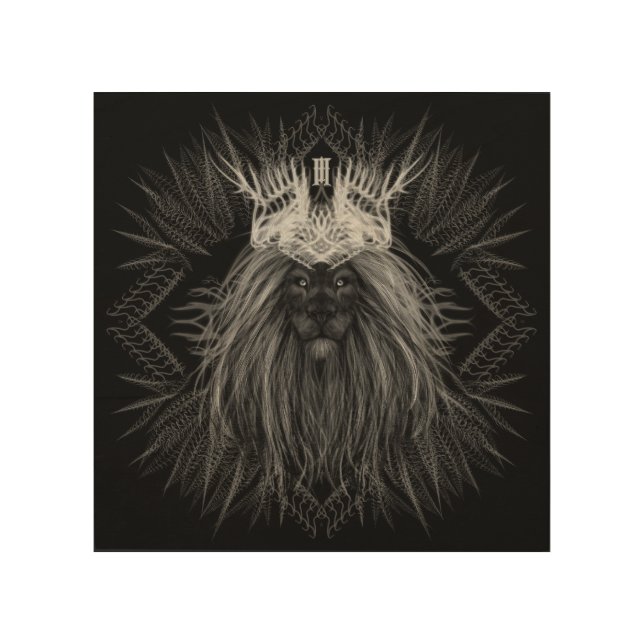 Lion with Crown Monogram Wood Wall Art (Front)