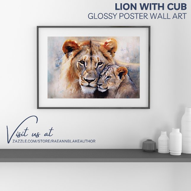 Lion with Cub  Glossy Poster Wall Art (Creator Uploaded)