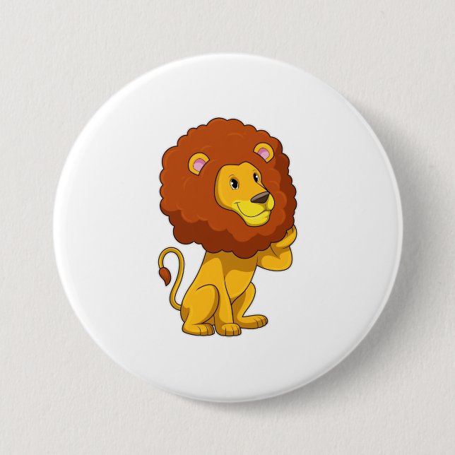 Lion with Curls Button (Front)