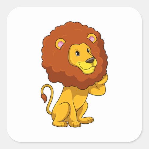 Lion with Curls Square Sticker