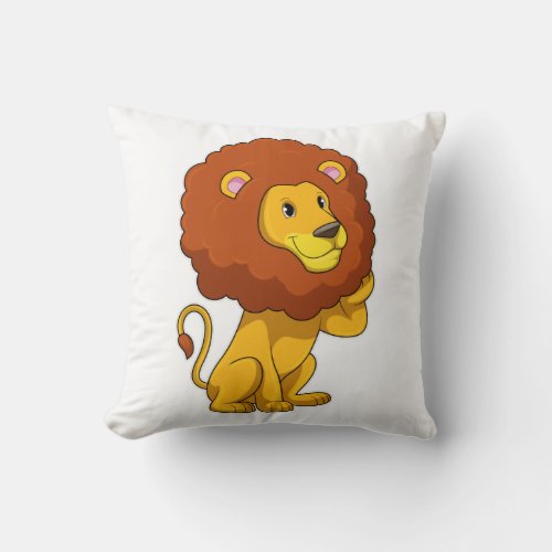 Lion with Curls Throw Pillow