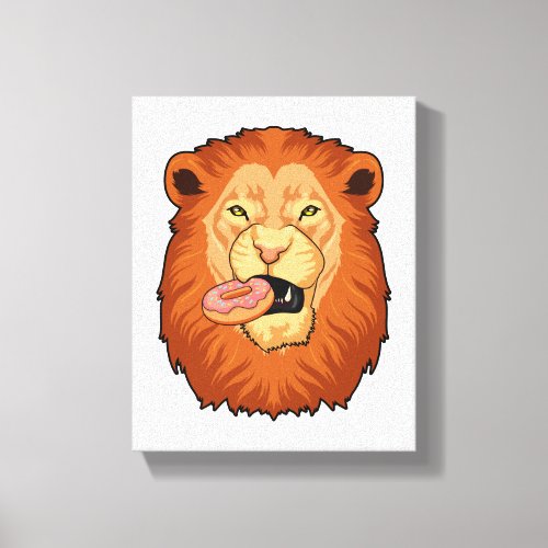 Lion with Donut Canvas Print