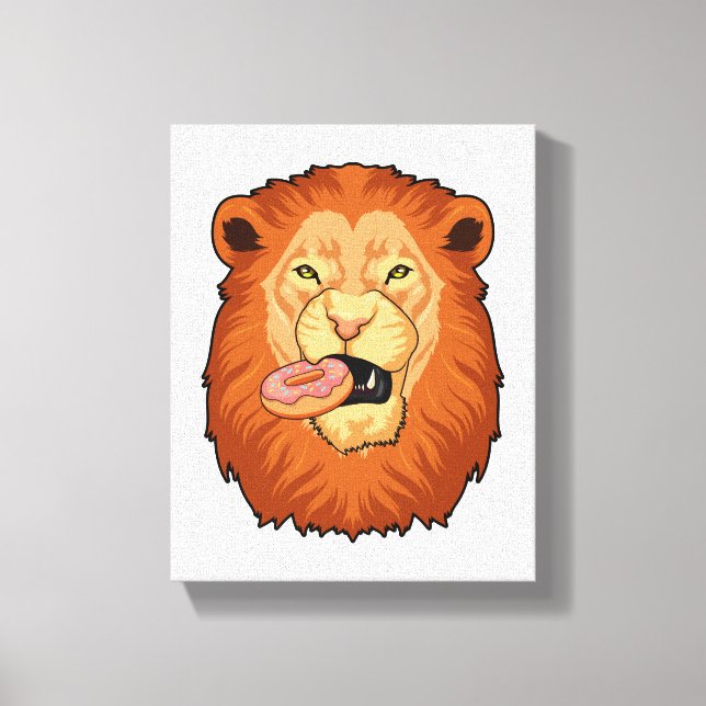 Lion with Donut Canvas Print (Front)
