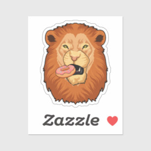Lion with Donut Sticker