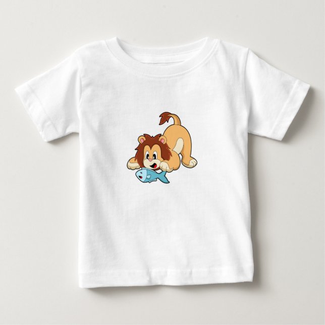 Lion with Fish Baby T-Shirt (Front)