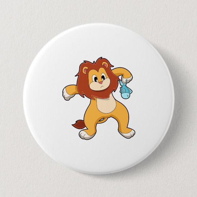 Lion with Fish Button (Front)