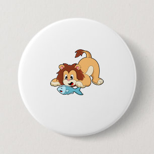 Lion with Fish Button