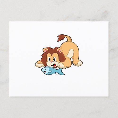 Lion with Fish Postcard