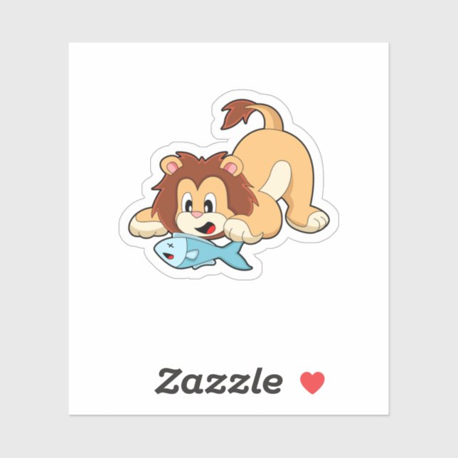Lion with Fish Sticker (Sheet)