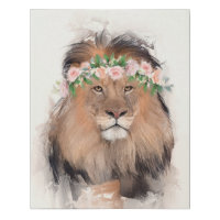 Lion with Flower Crown Portrait