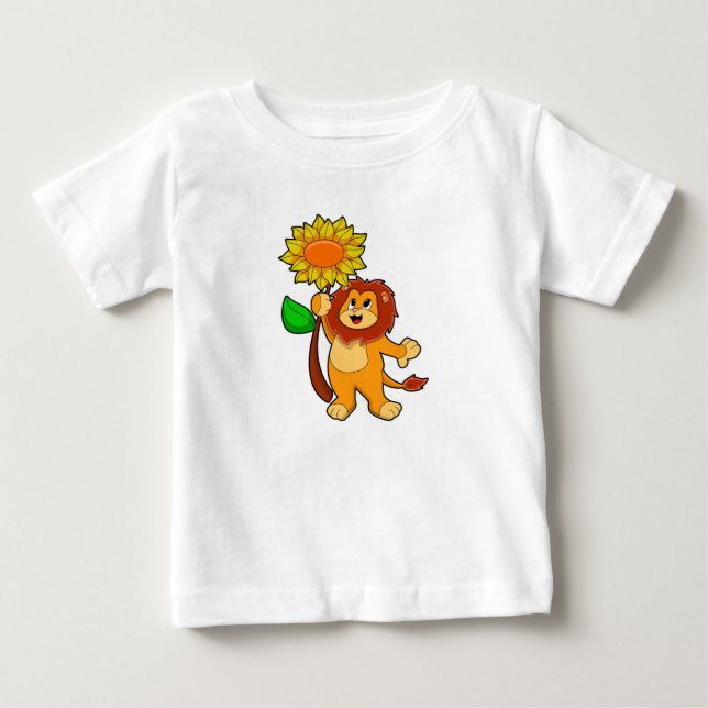 Lion with Flower Sunflower Baby T-Shirt (Front)