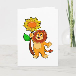 Lion with Flower Sunflower Card
