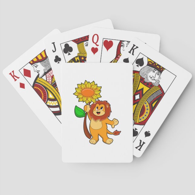 Lion with Flower Sunflower Poker Cards (Back)