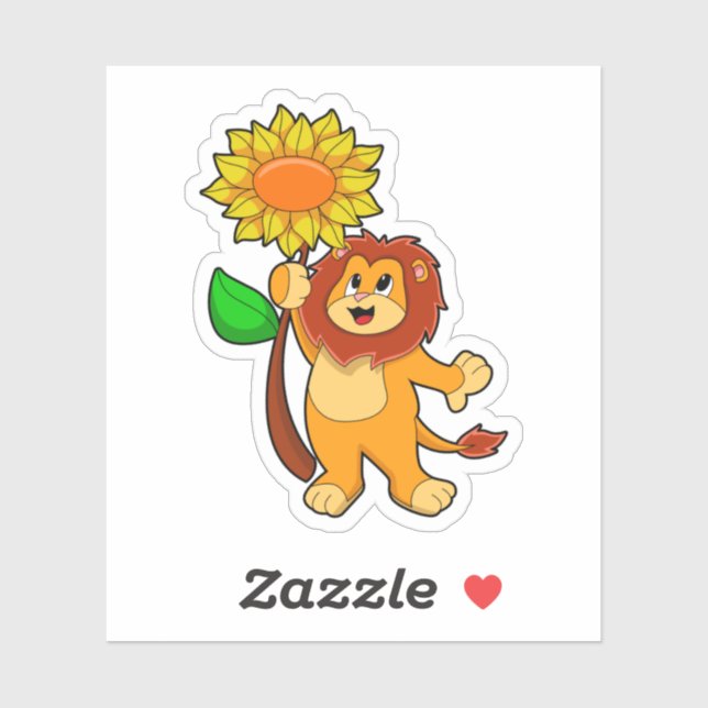Lion with Flower Sunflower Sticker (Sheet)