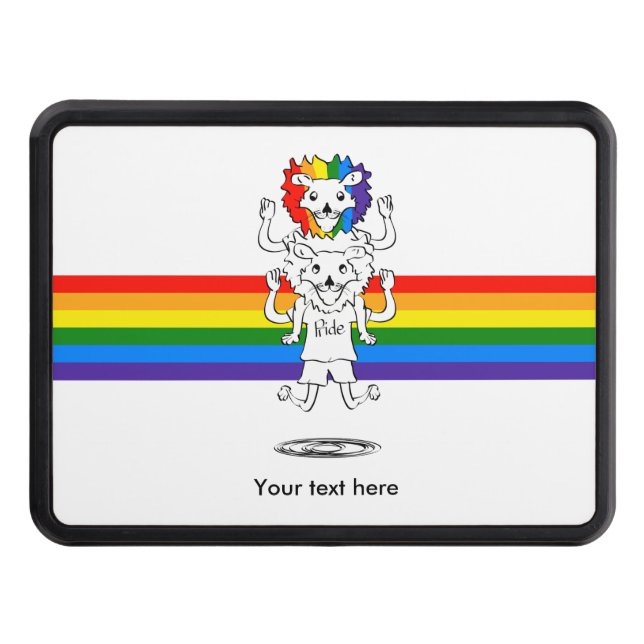 Lion With Gay Pride Mane Shoulder Ride Hitch Cover (Front)