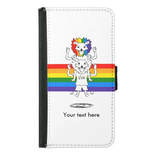 Lion With Gay Pride Mane Shoulder Ride Samsung Galaxy S5 Wallet Case