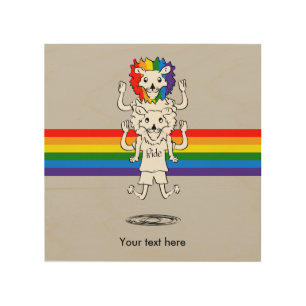 Lion With Gay Pride Mane Shoulder Ride Wood Wall Decor