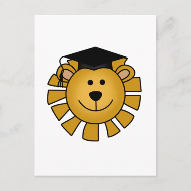 Lion with Graduation Cap Tshirts and Gifts Announcement Postcard (Front)