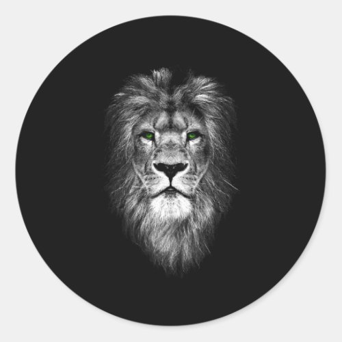Lion With Green Eyes Classic Round Sticker