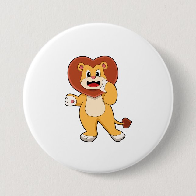 Lion with Heart Button (Front)