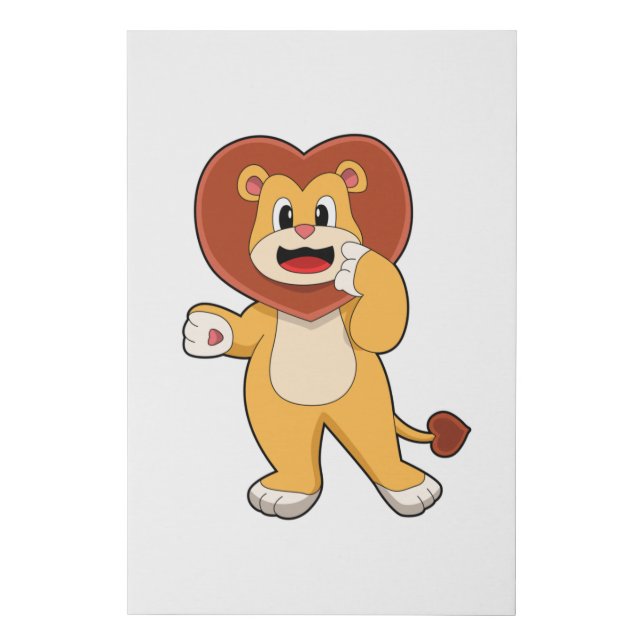 Lion with Heart Faux Canvas Print (Front)