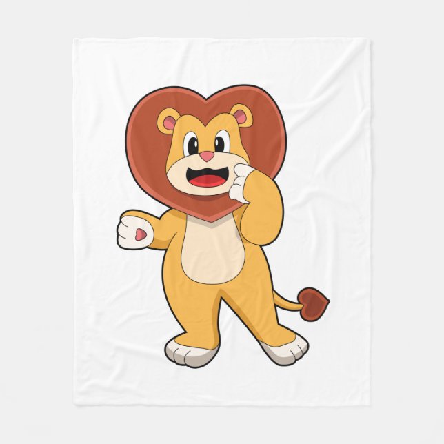 Lion with Heart Fleece Blanket (Front)