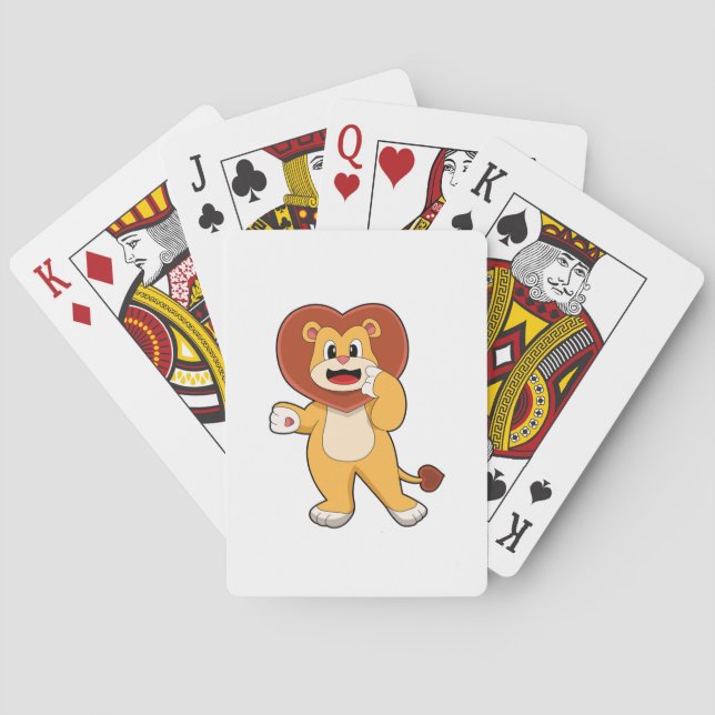 Lion with Heart Poker Cards (Back)