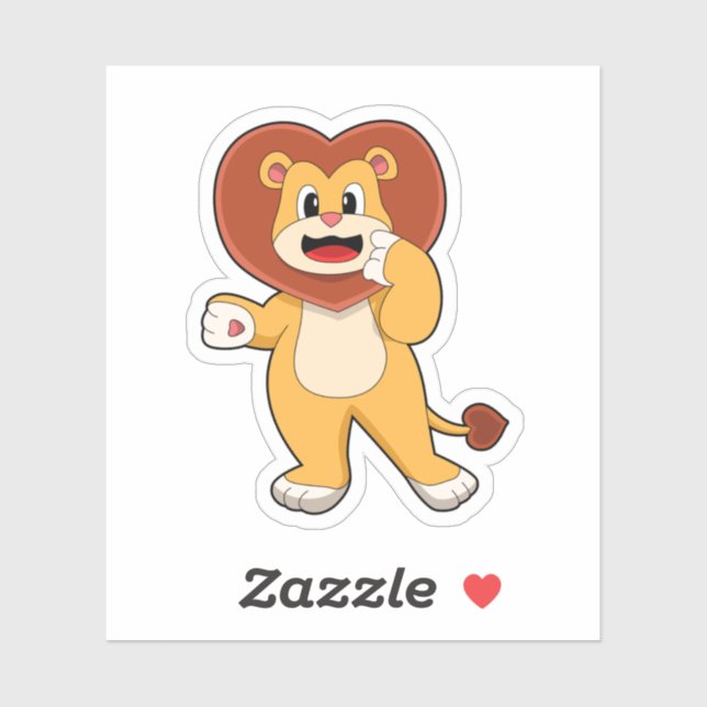 Lion with Heart Sticker (Sheet)