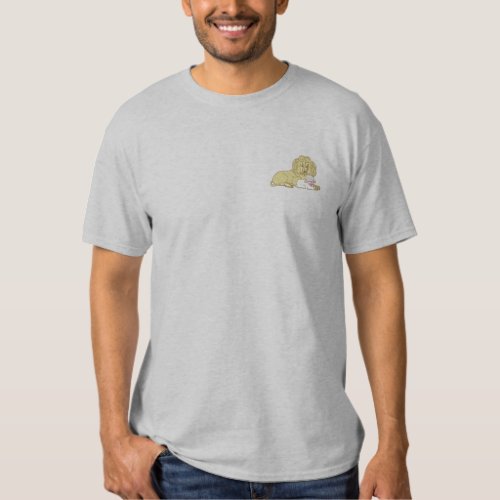 Lion with Lamb Embroidered T_Shirt