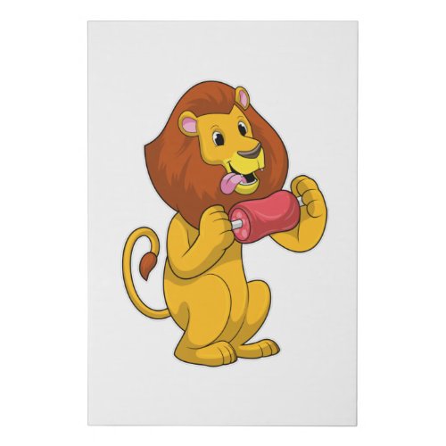 Lion with Meat Faux Canvas Print