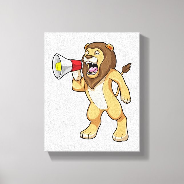 Lion with Microphone Canvas Print (Front)