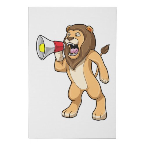 Lion with Microphone Faux Canvas Print