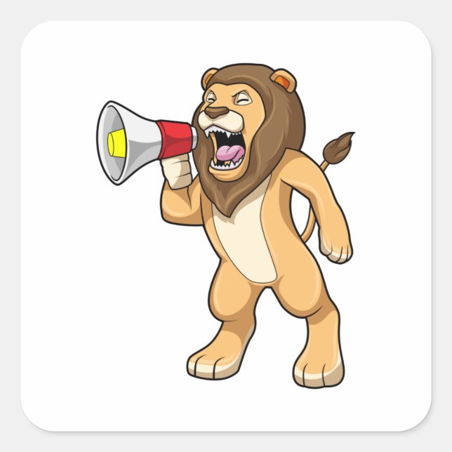 Lion with Microphone Square Sticker (Front)
