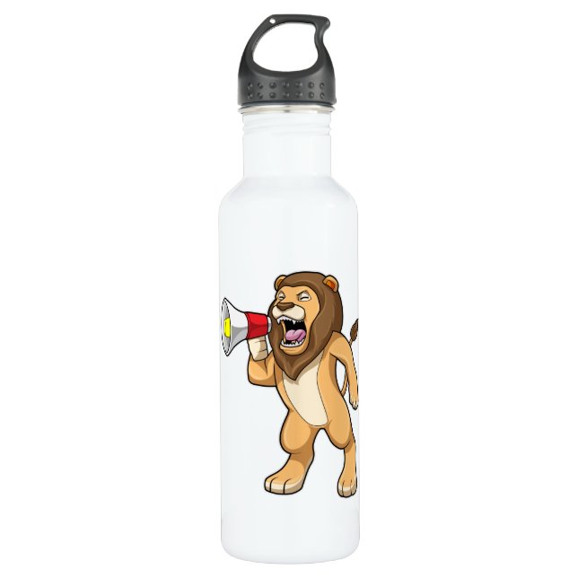 Lion with Microphone Stainless Steel Water Bottle (Front)