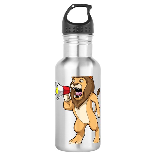 Lion with Microphone Stainless Steel Water Bottle (Front)