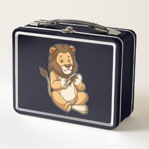 Lion with Nail arrows Metal Lunch Box