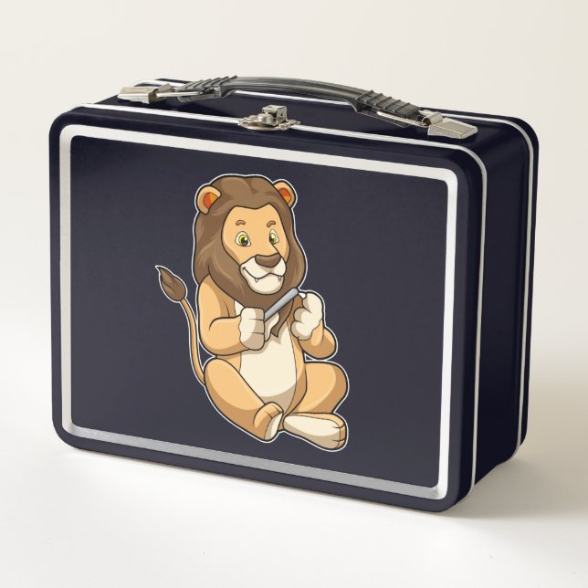Lion with Nail arrows Metal Lunch Box (Front)