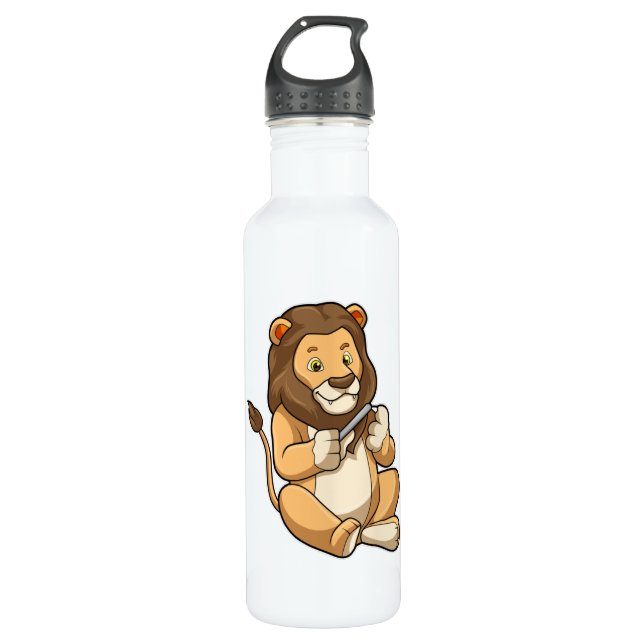 Lion with Nail arrows Stainless Steel Water Bottle (Front)