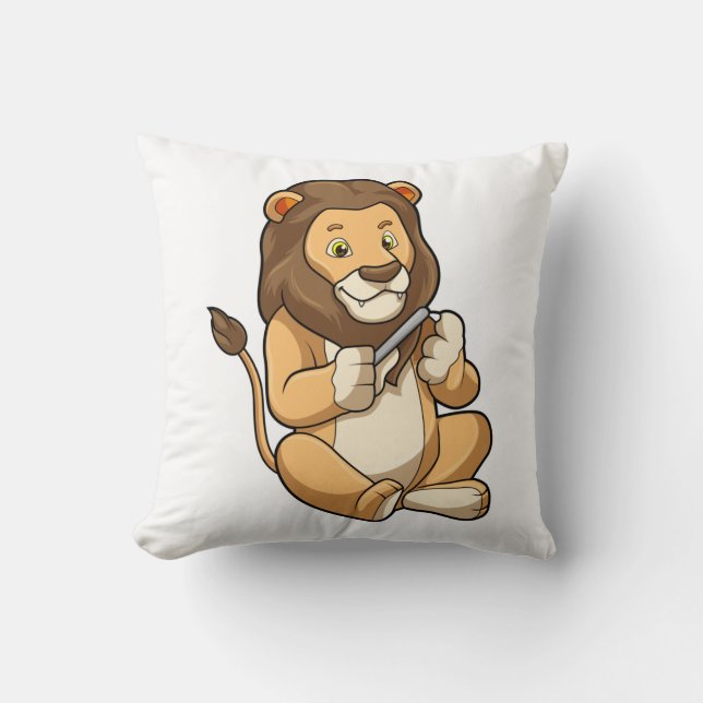 Lion with Nail arrows Throw Pillow (Front)